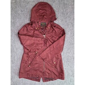Bella Donna Anorak Jacket Womens XL Burgundy Hooded Full Zip‎ Utility Coat